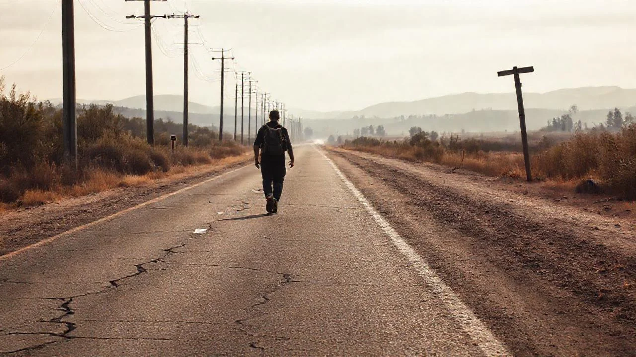 Un camino árido, solitario y distante
