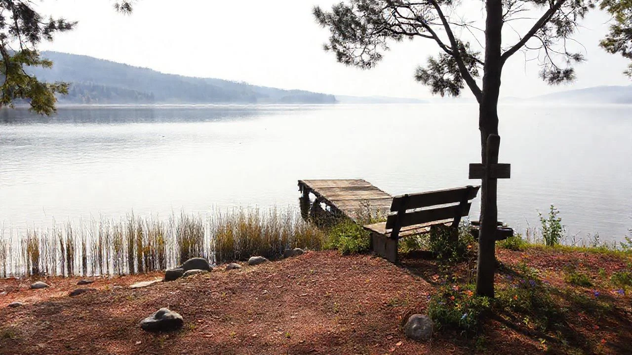 Un lago tranquilo refleja la soledad