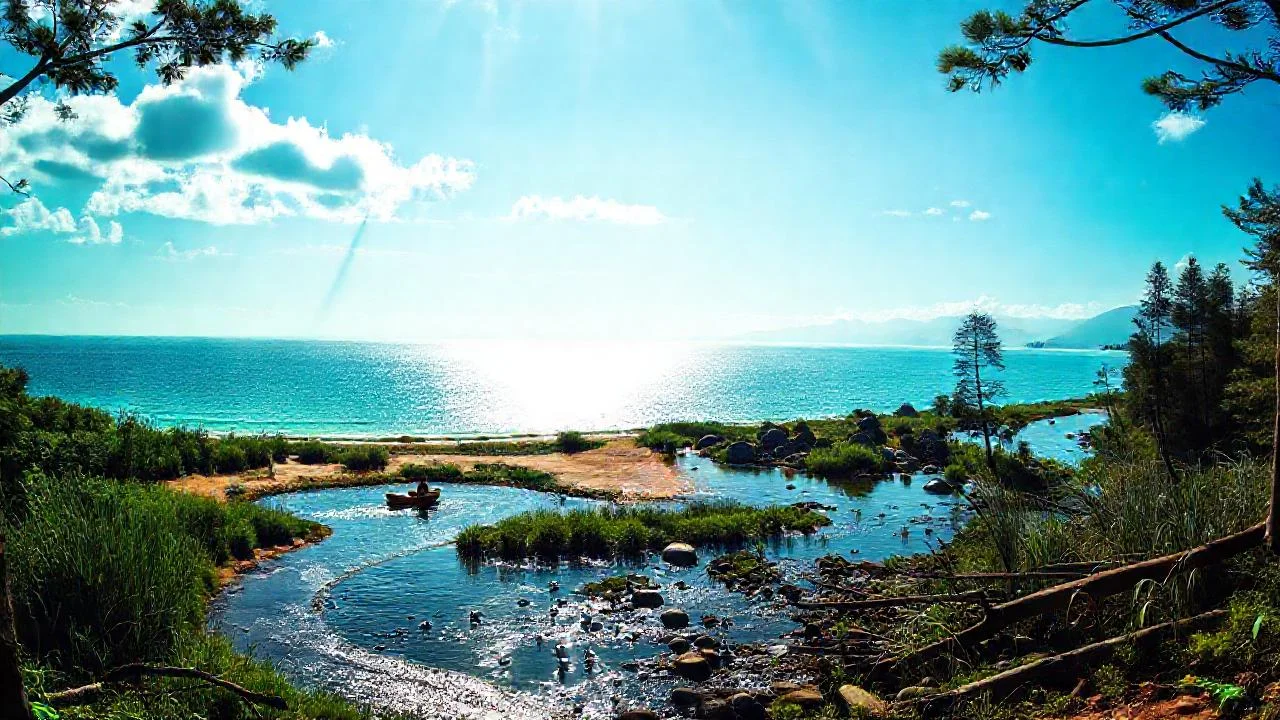 Naturaleza serena, luz y agua
