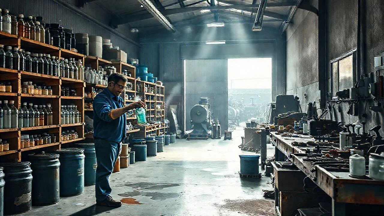 Taller industrial, trabajo preciso y cuidado