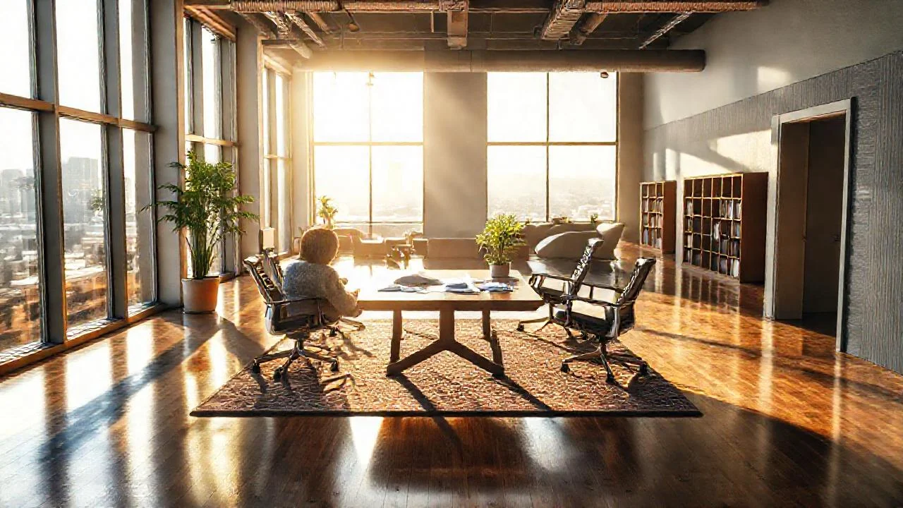 Un espacio de trabajo tranquilo y luminoso