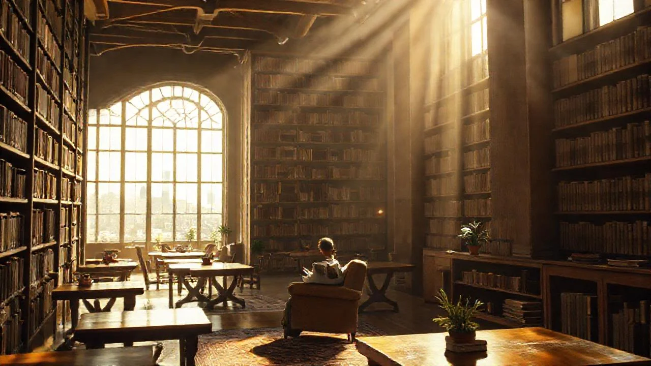 Una biblioteca tranquila y serena