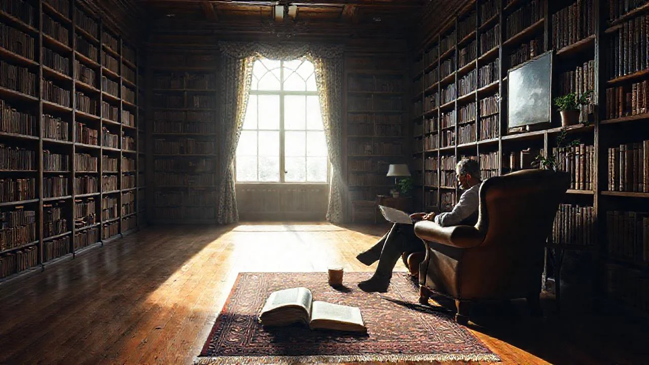 Un lector encuentra paz en la biblioteca