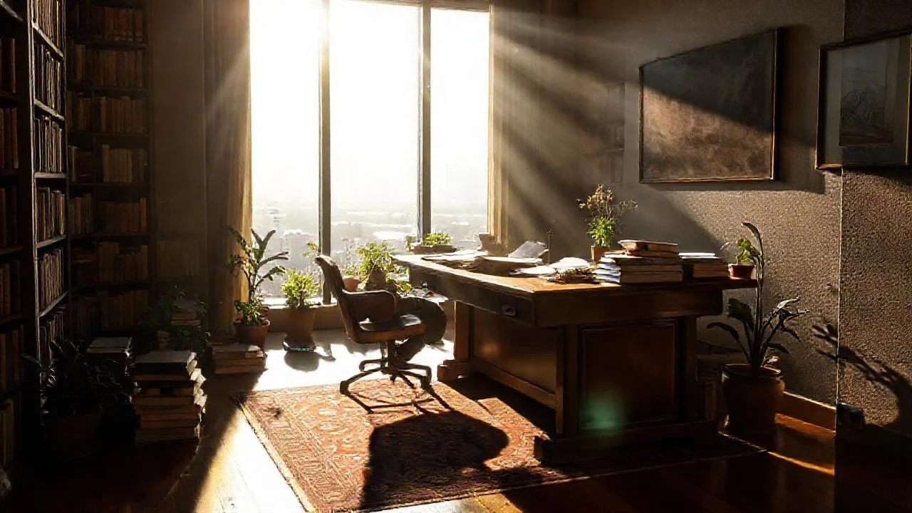 Luz y libros crean un espacio sereno