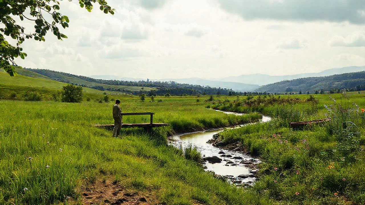Un tranquilo paisaje rural observaba la vida