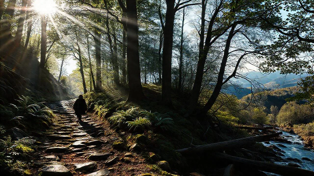 Un caminante solitario se pierde en bosque