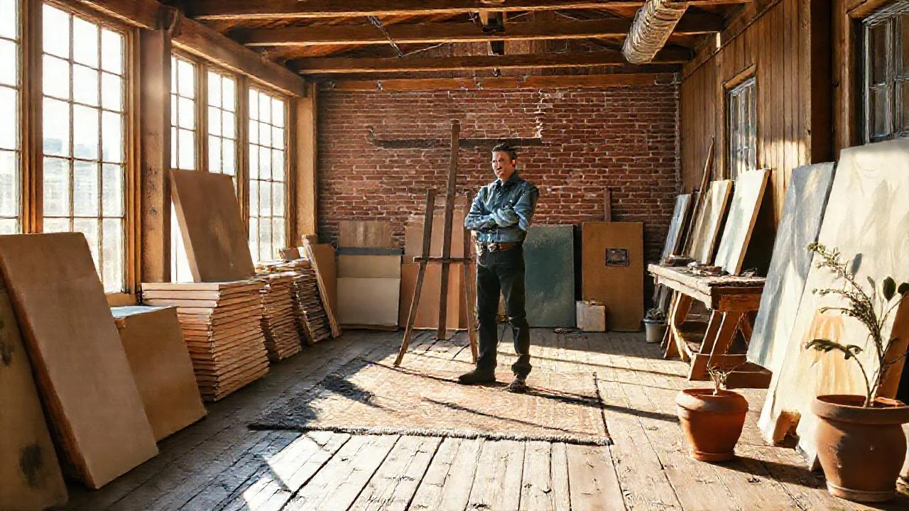 Un artista crea en luz tenue