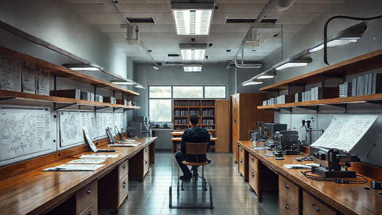 Laboratorio científico, estudio silencioso y profundo