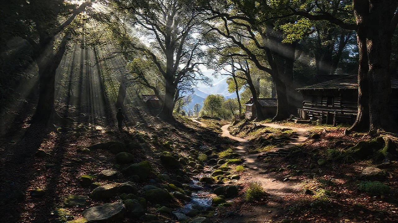 Un bosque antiguo y sereno