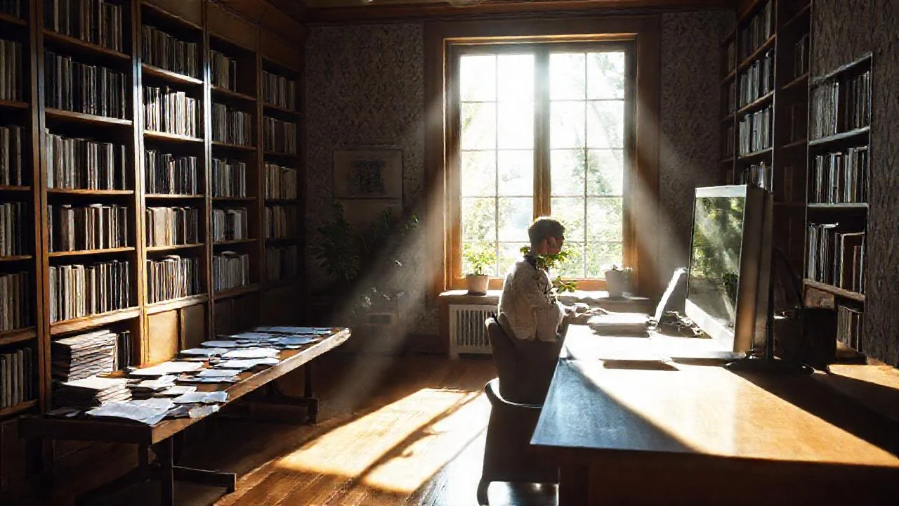 Un estudio iluminado, tranquilo y académico