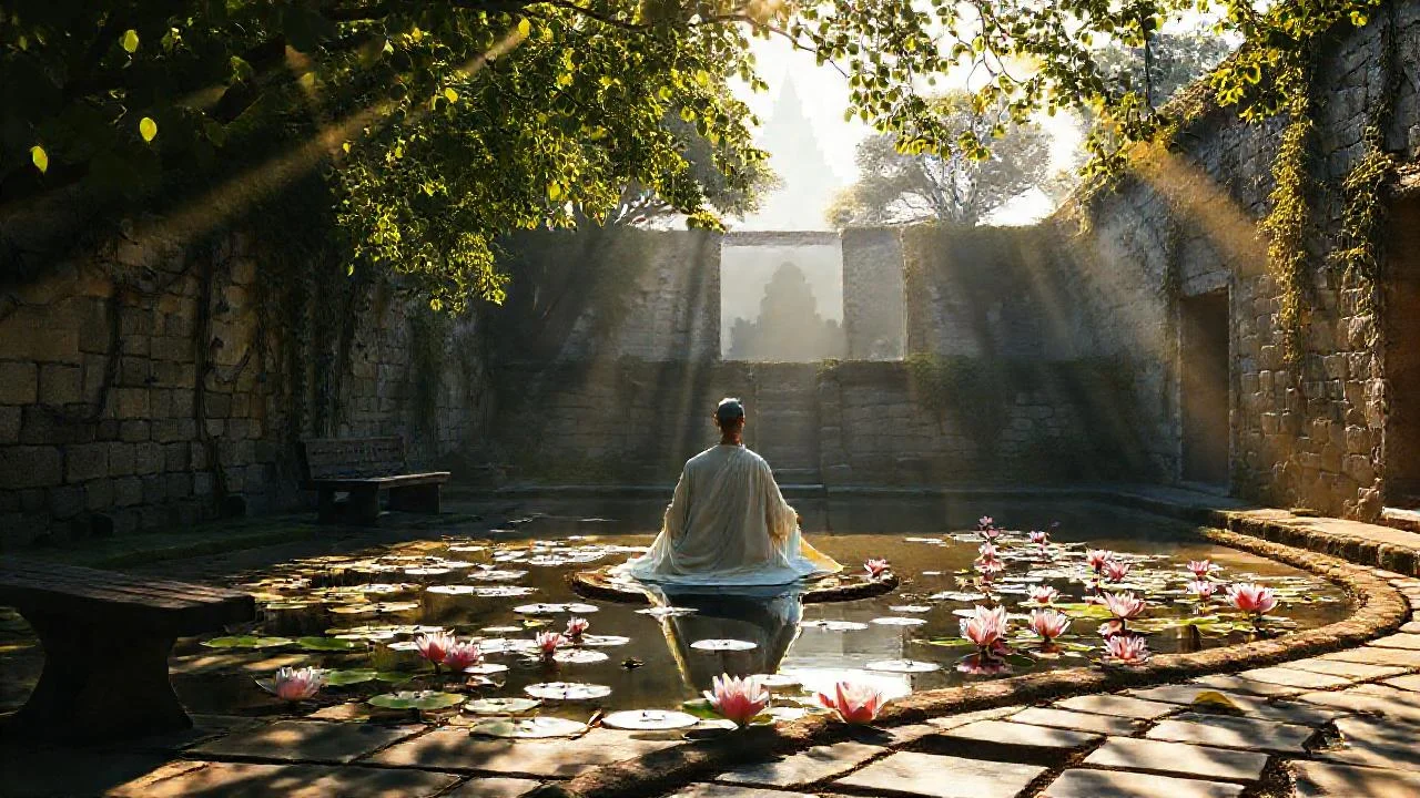 Tranquilidad y contemplación en un jardín
