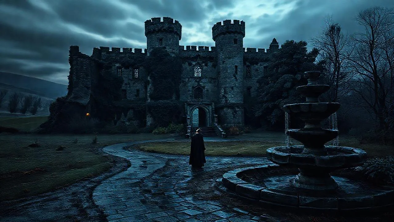 Un castillo sombrío y desolado se alza