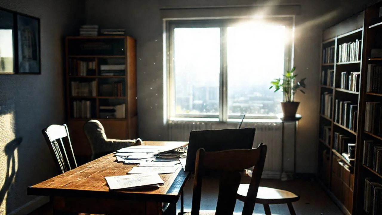 Un estudio tranquilo y luminoso