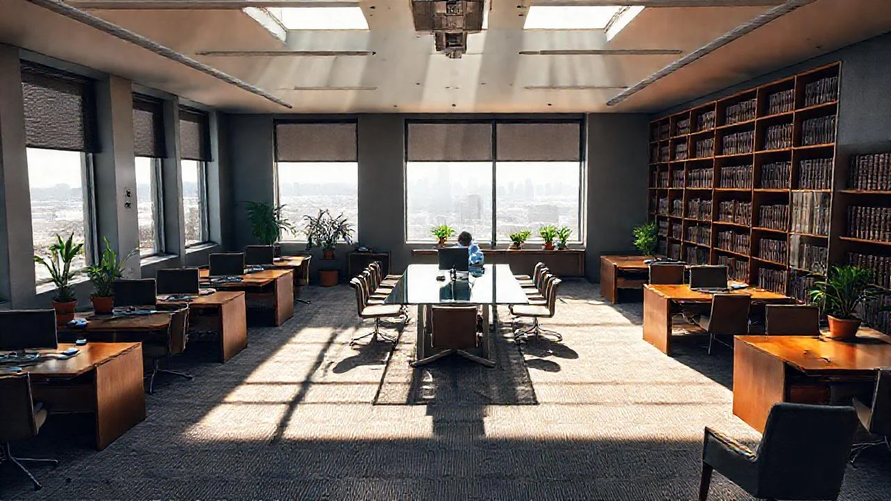 Un espacio de oficina moderno y sereno