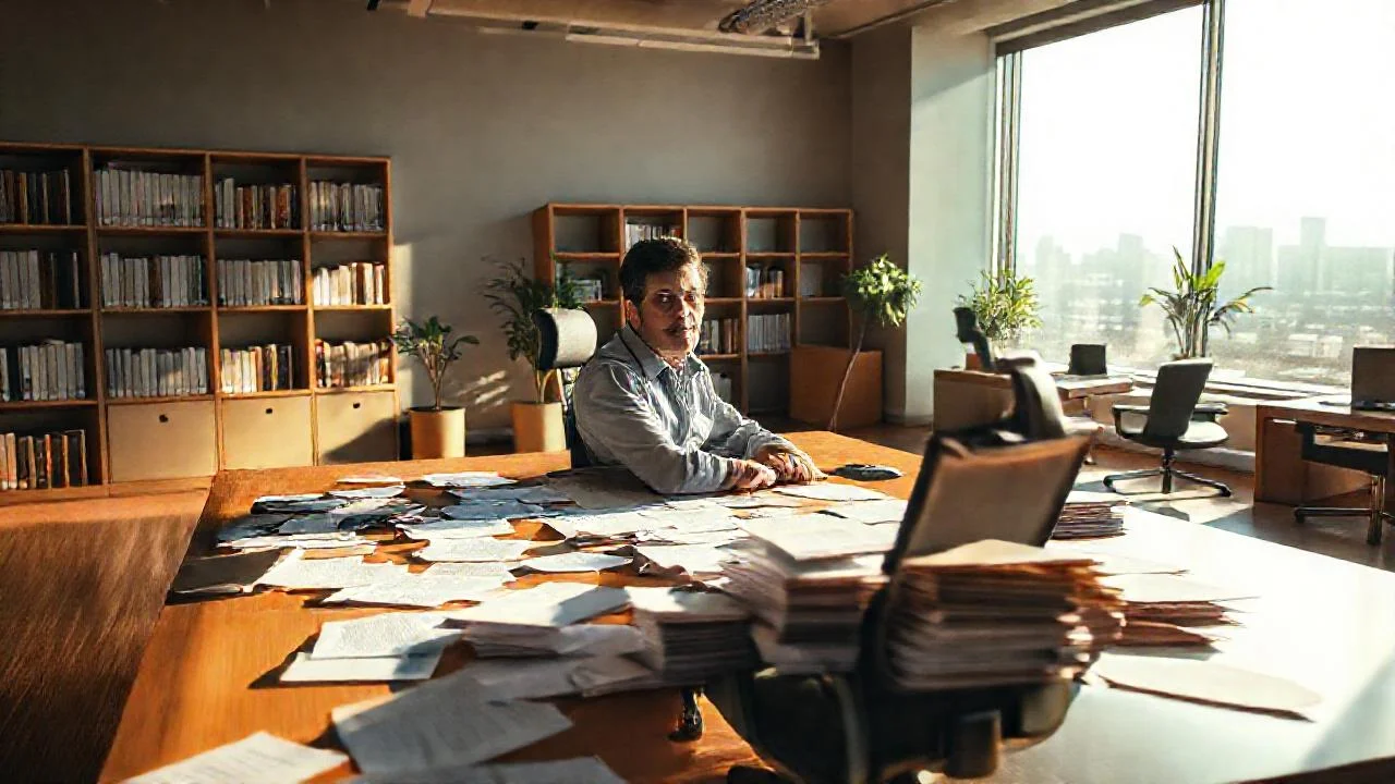 Oficina laboral, enfoque concentrado y tranquilidad