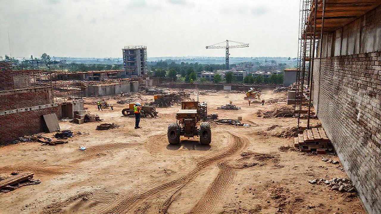Construcción industrial, luz y trabajo