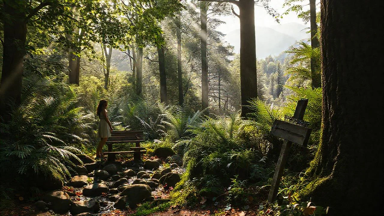 Bosque sereno, luz y naturaleza