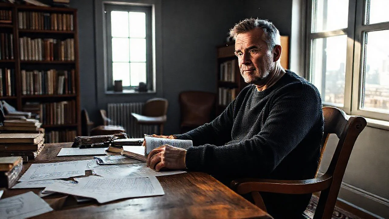 Un hombre estudia en calma