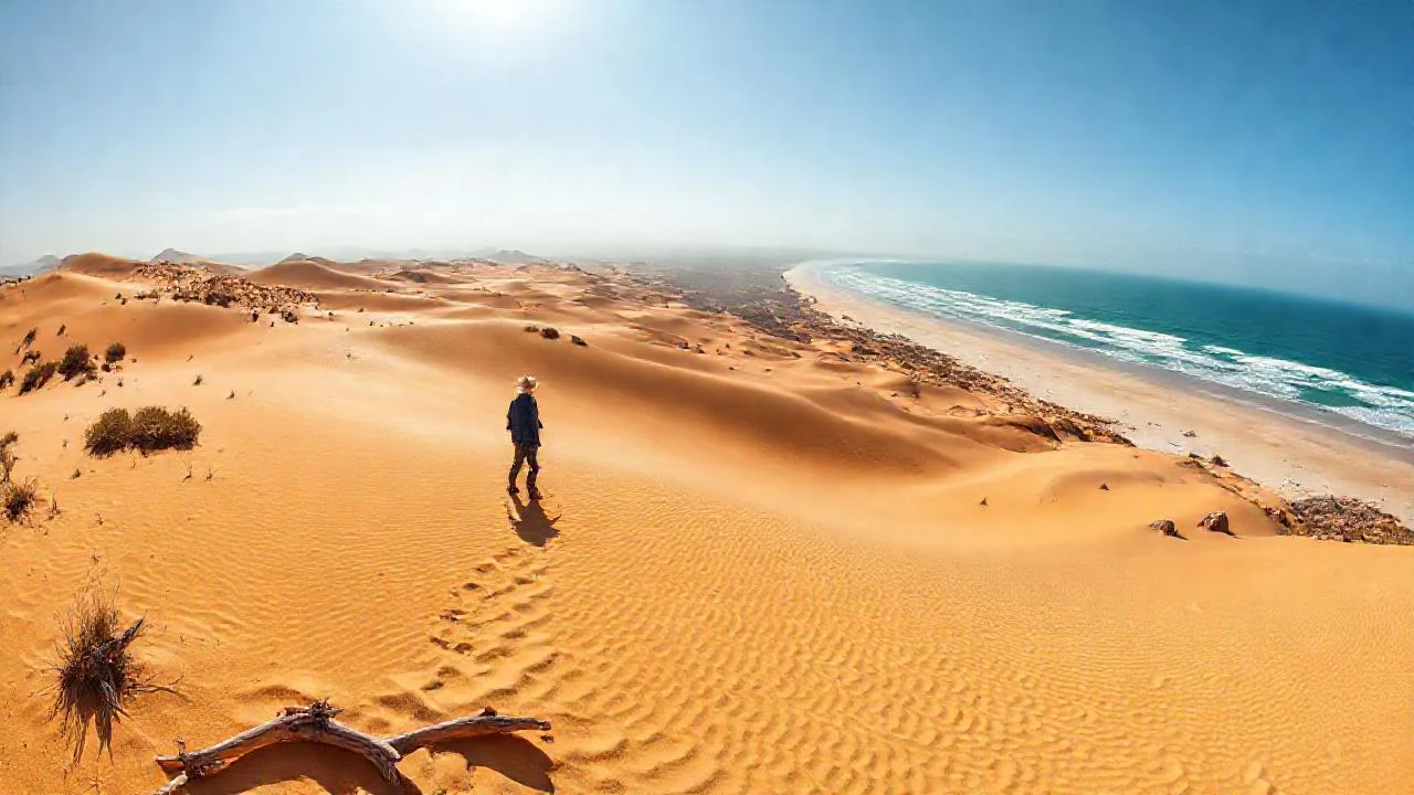 Un solitario caminante explora el desierto