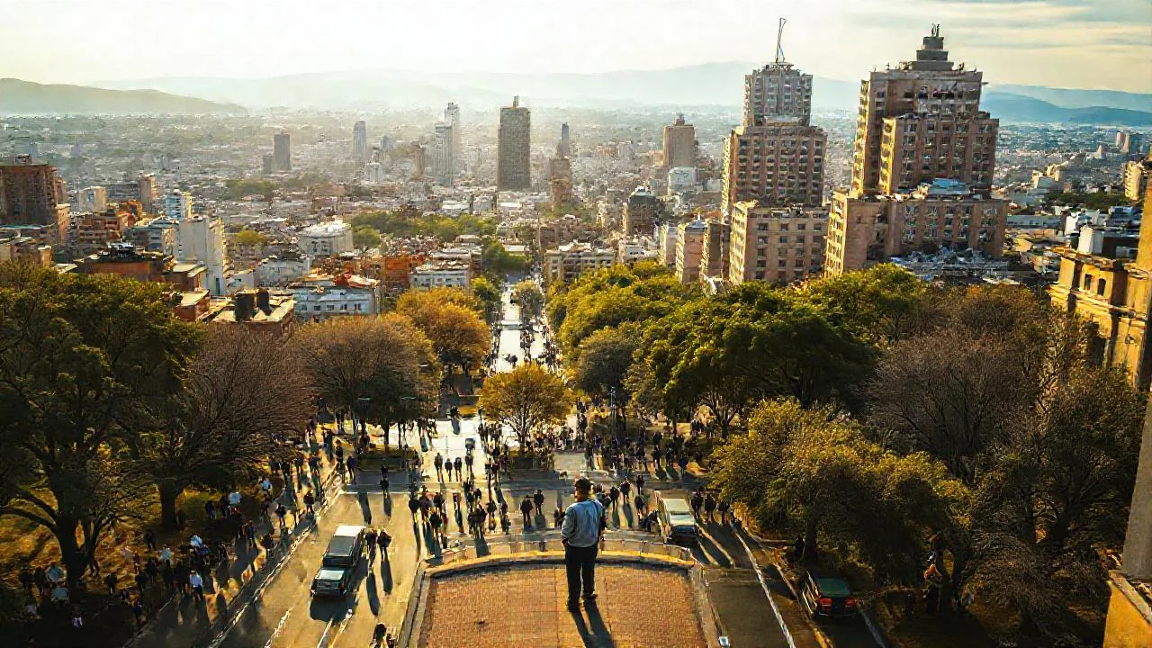 Ciudad vibrante, luz y movimiento eterno