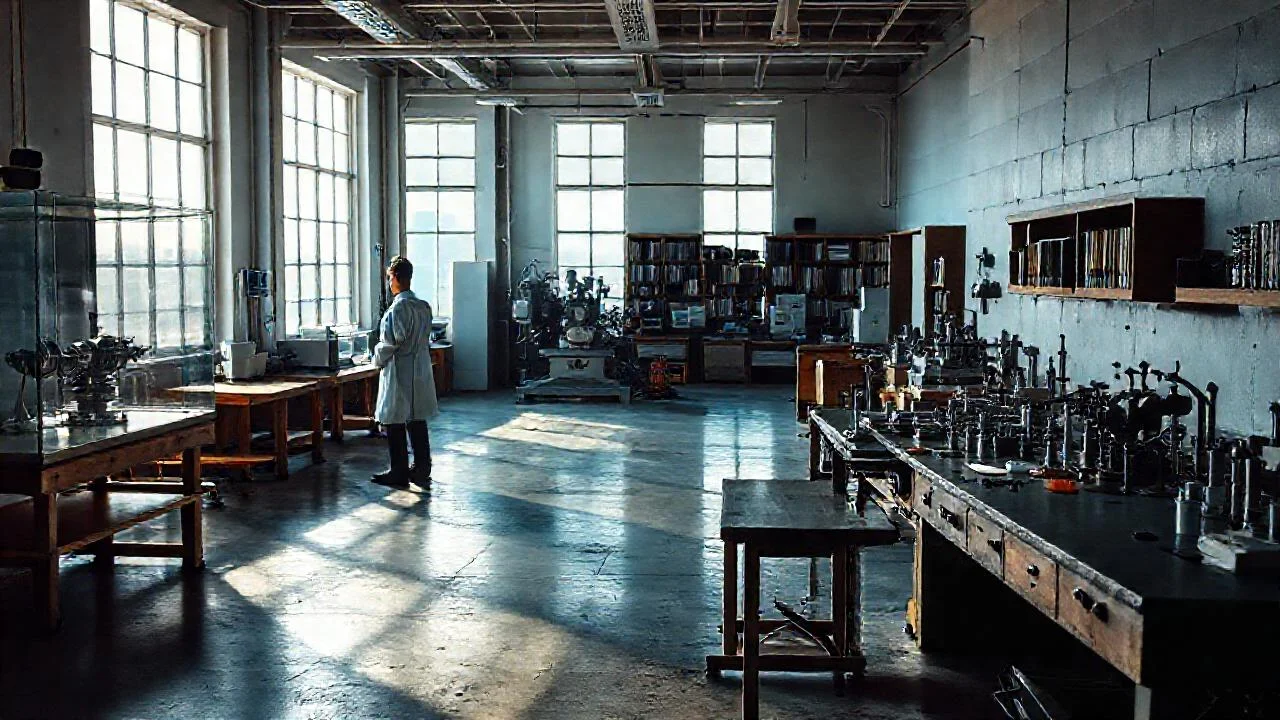 Laboratorio iluminado, tranquilo y detallado