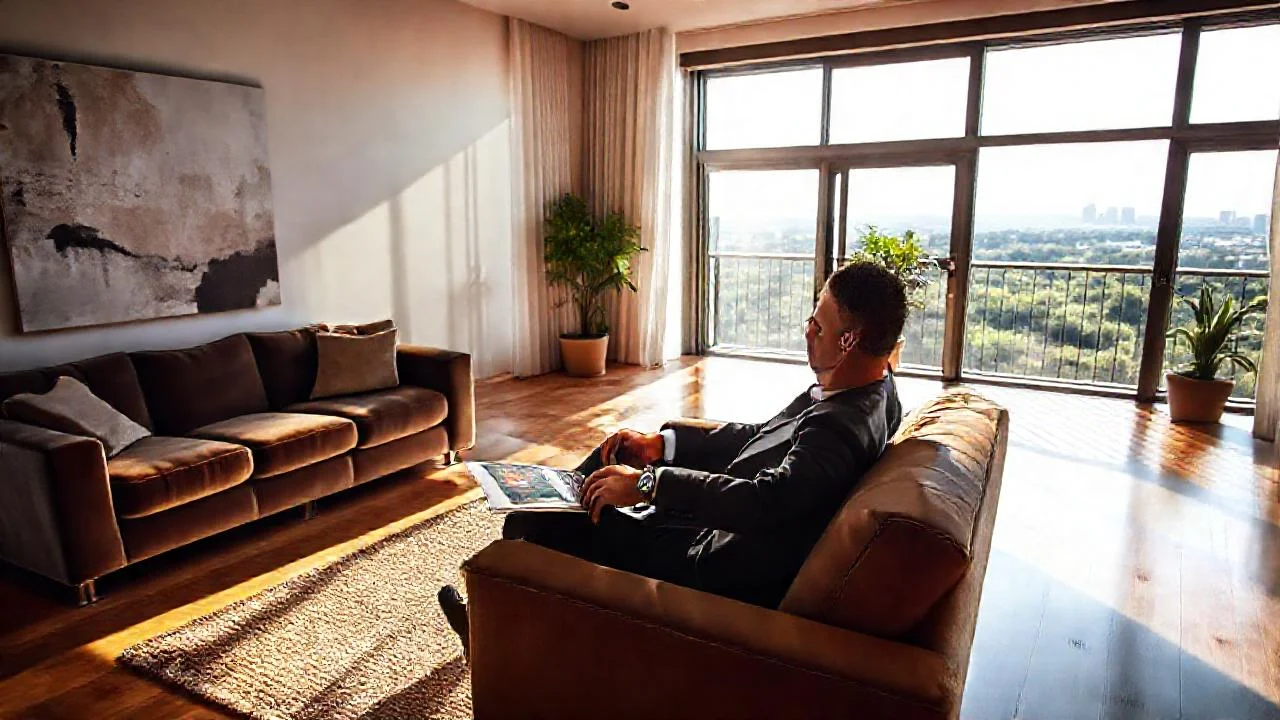 Un hombre elegante disfruta un ambiente sofisticado