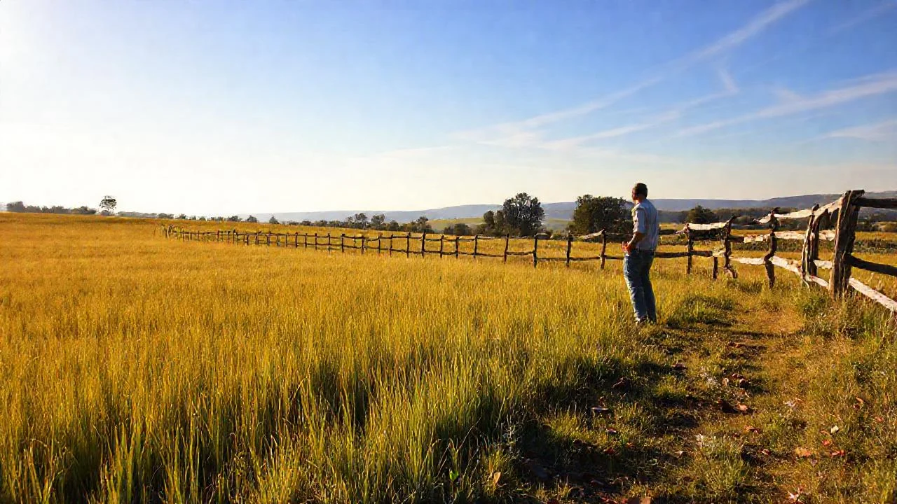 Campo tranquilo bajo sol suave