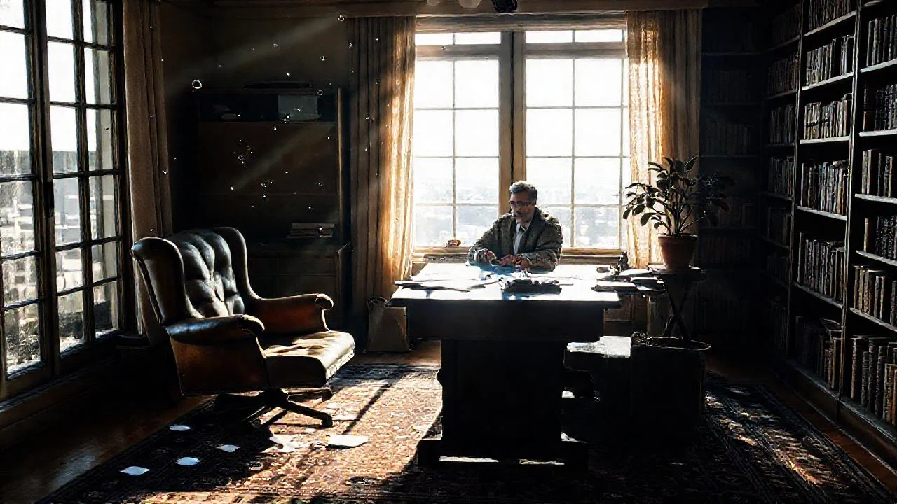 Un hombre contempla un espacio sereno y antiguo