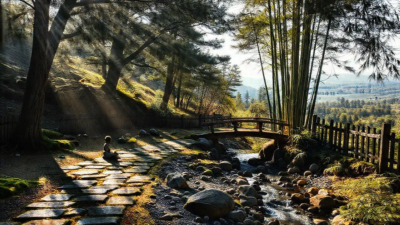 Tranquilidad inmensa en el jardín antiguo