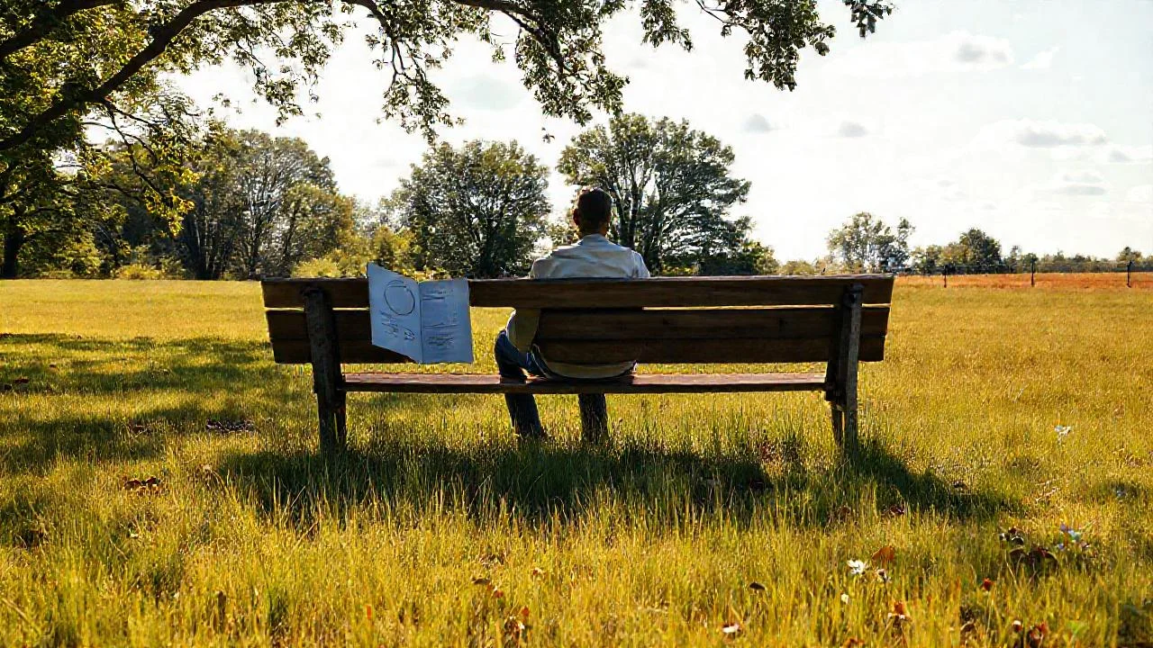 Un hombre estudia geometría bajo el sol