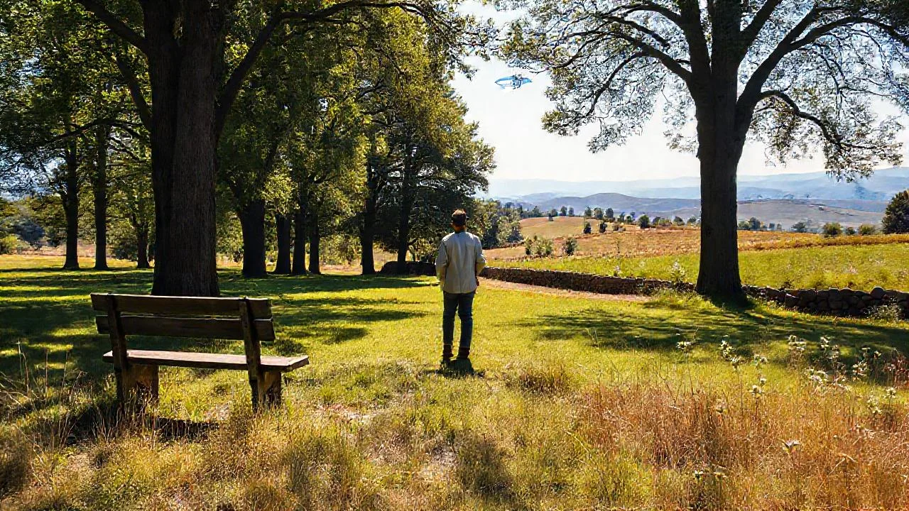 Silueta solitaria en paisaje sereno