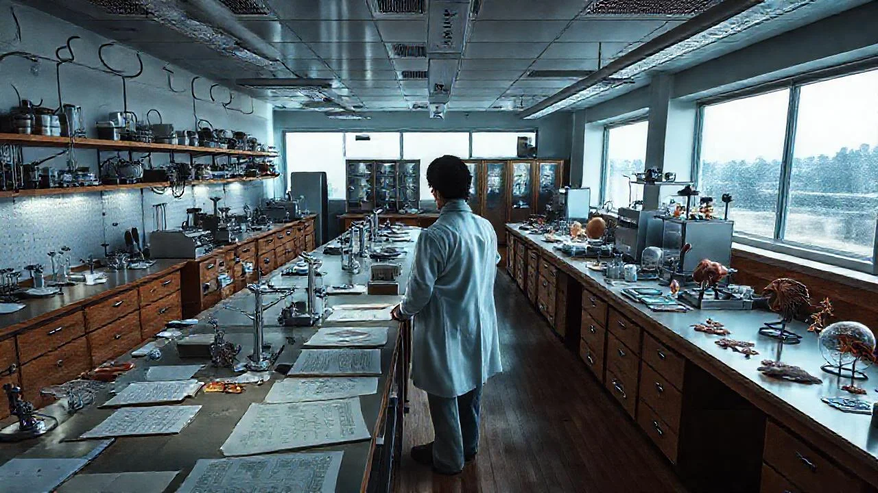 Laboratorio científico, detallado y enfocado