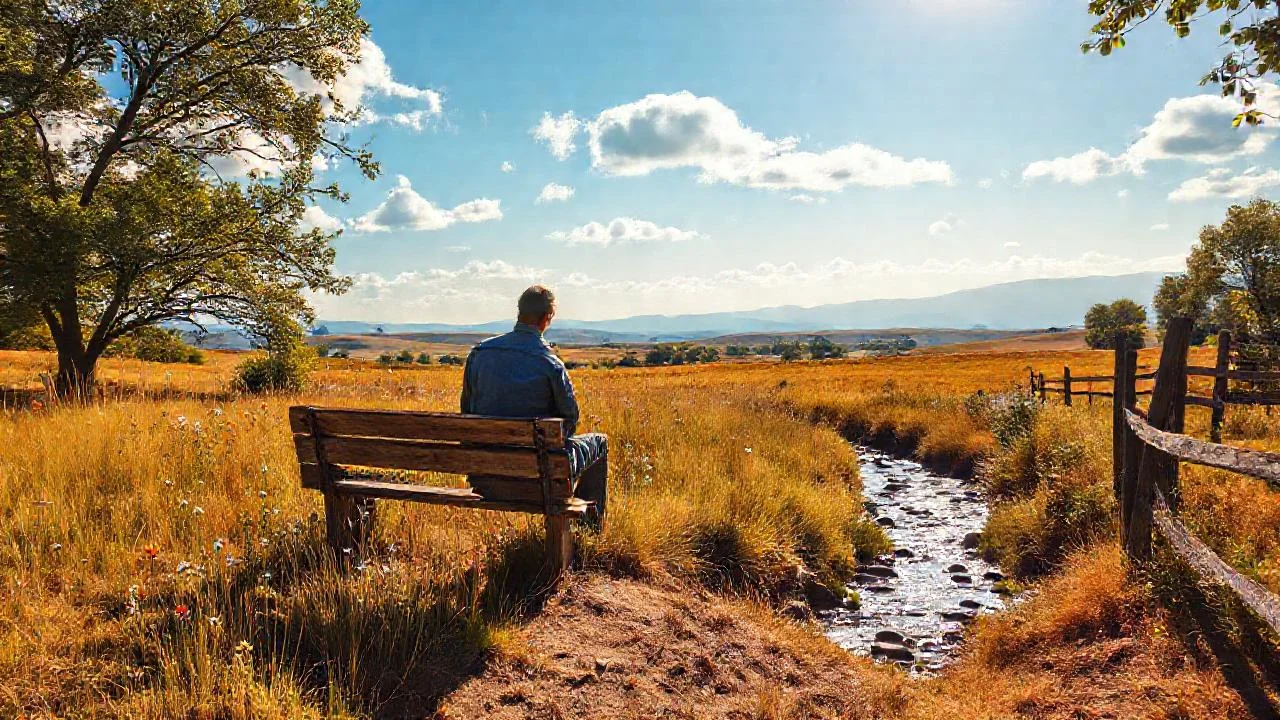Un campo tranquilo y soleado, sereno