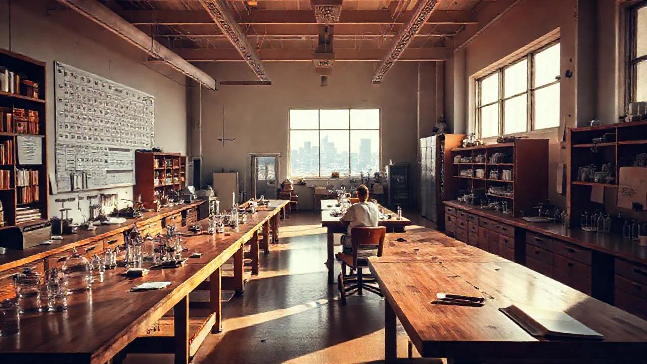 Laboratorio científico, ordenado y enfocado