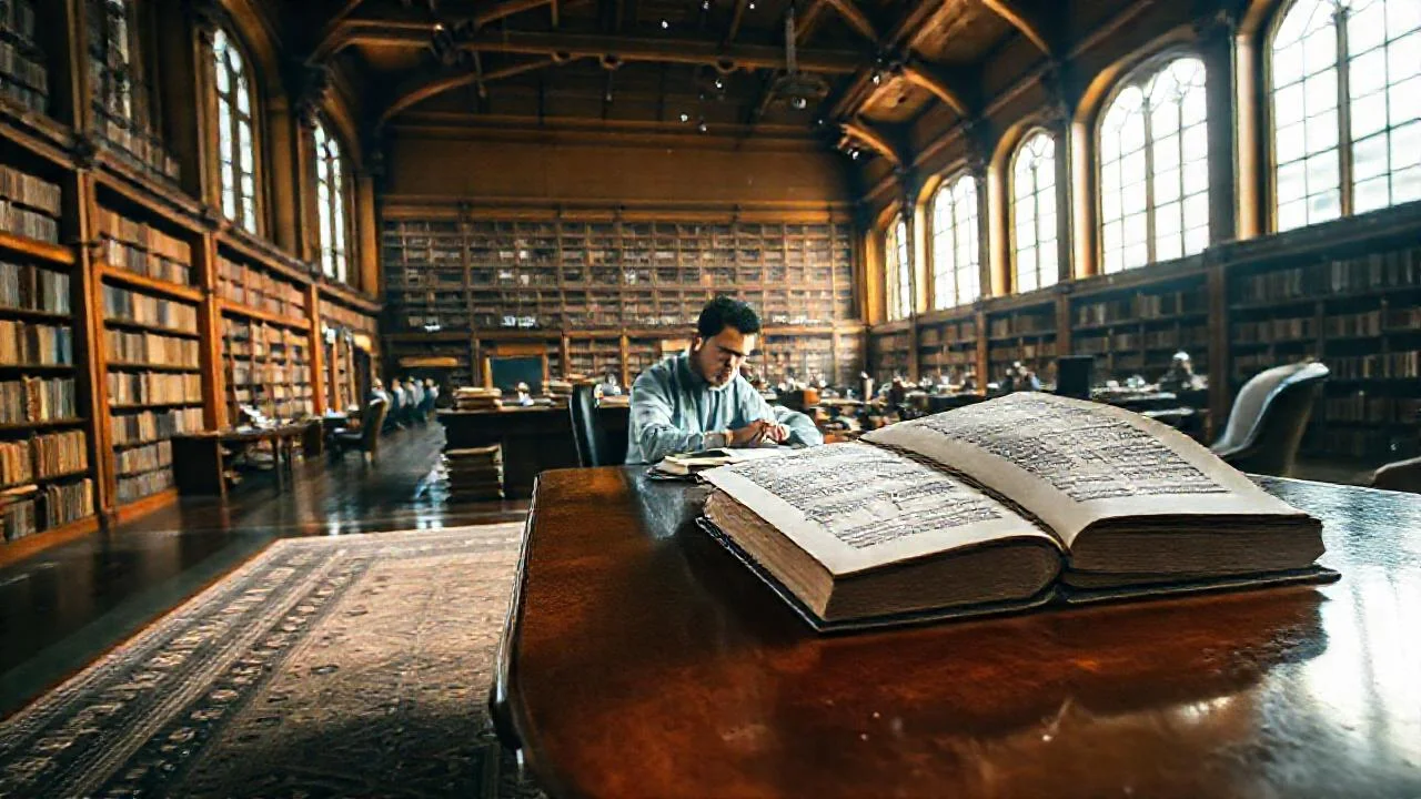 Un erudito se concentra en su estudio