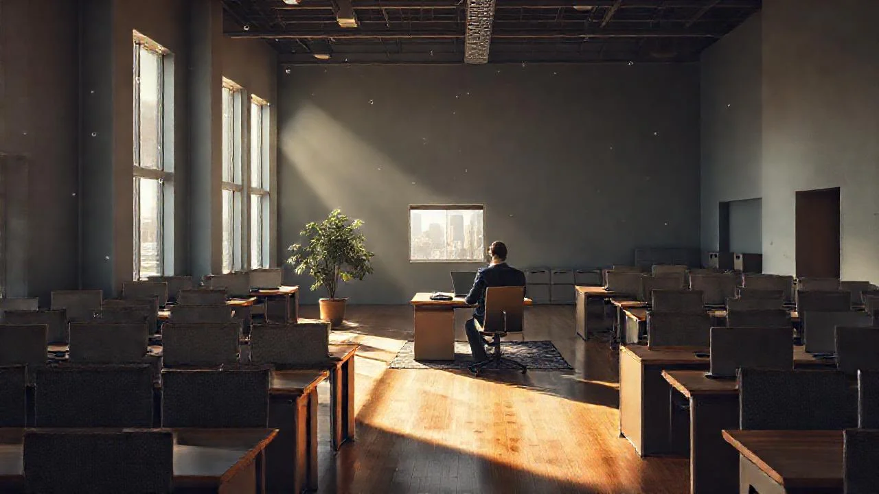 Un espacio de oficina tranquilo y amplio