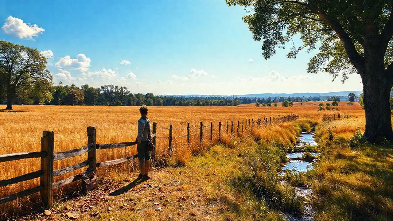 Campo dorado, silencio y figura solitaria
