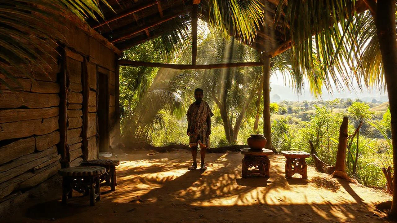 Un hombre observa la quietud rural