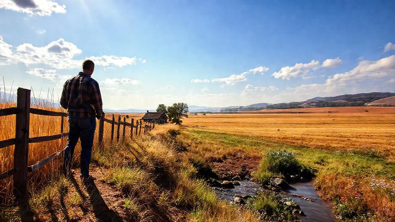 Campo solitario, luz y paz