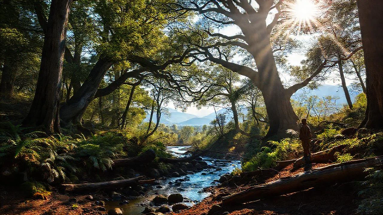 Bosque sereno, luz y quietud natural