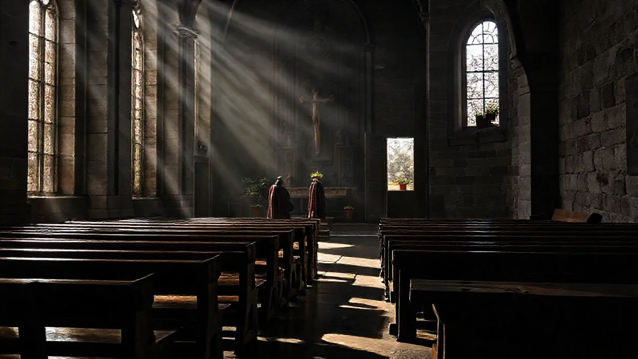 Una iglesia antigua, serena y solitaria