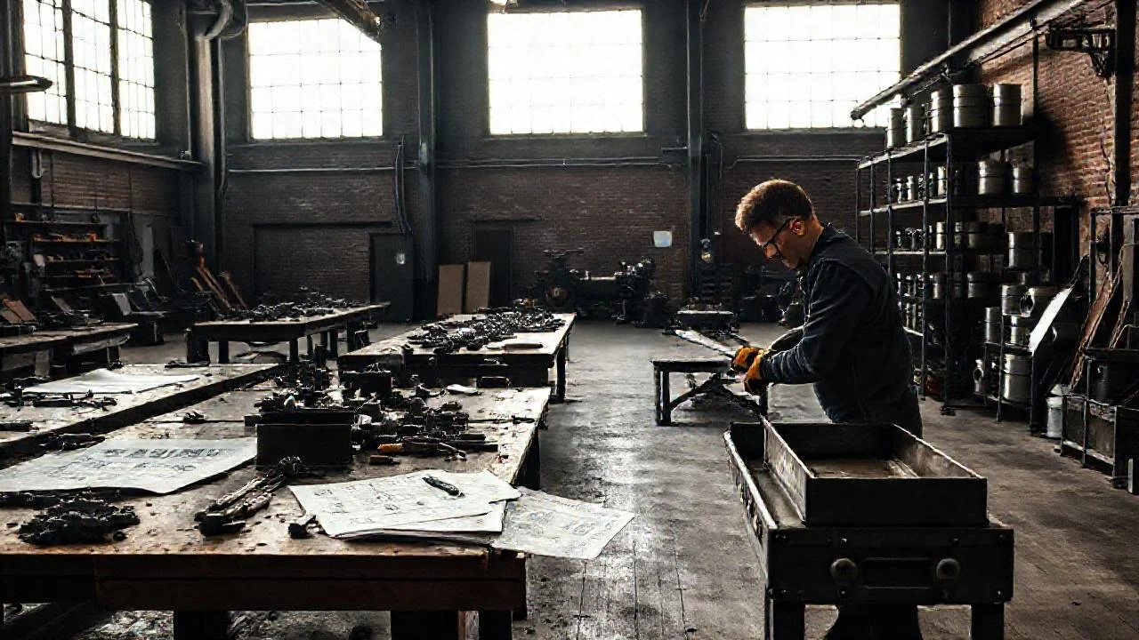 Un artesano trabaja en el taller