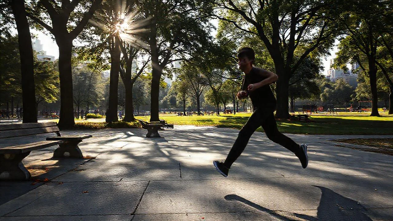 Un corredor se mueve en el parque