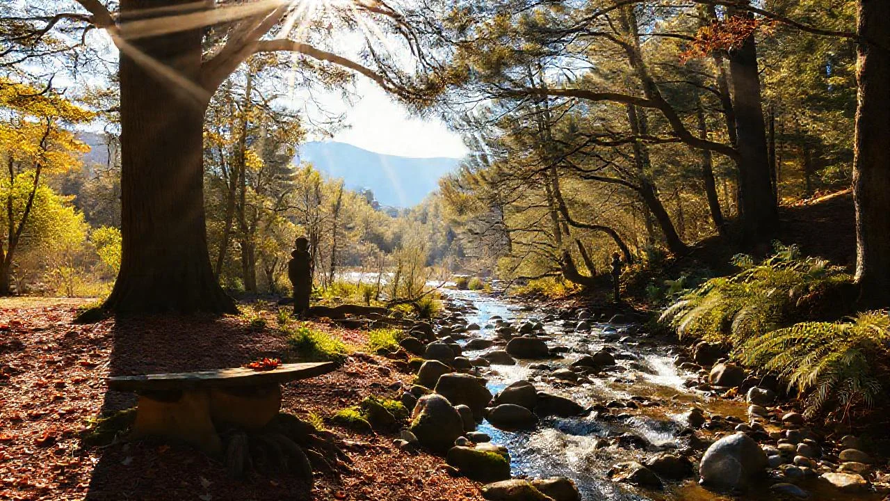 Bosque sereno, luz y sombra se unen