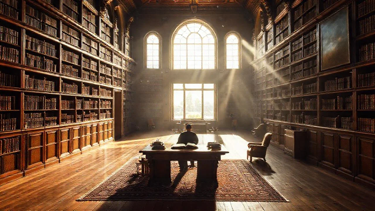 Biblioteca tranquila, luz y sabiduría