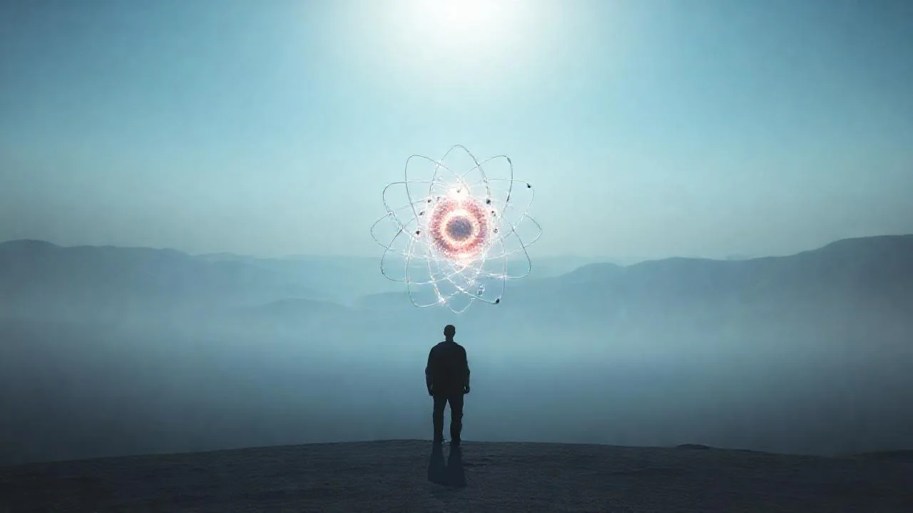 Espacio inmenso, figura solitaria y luz