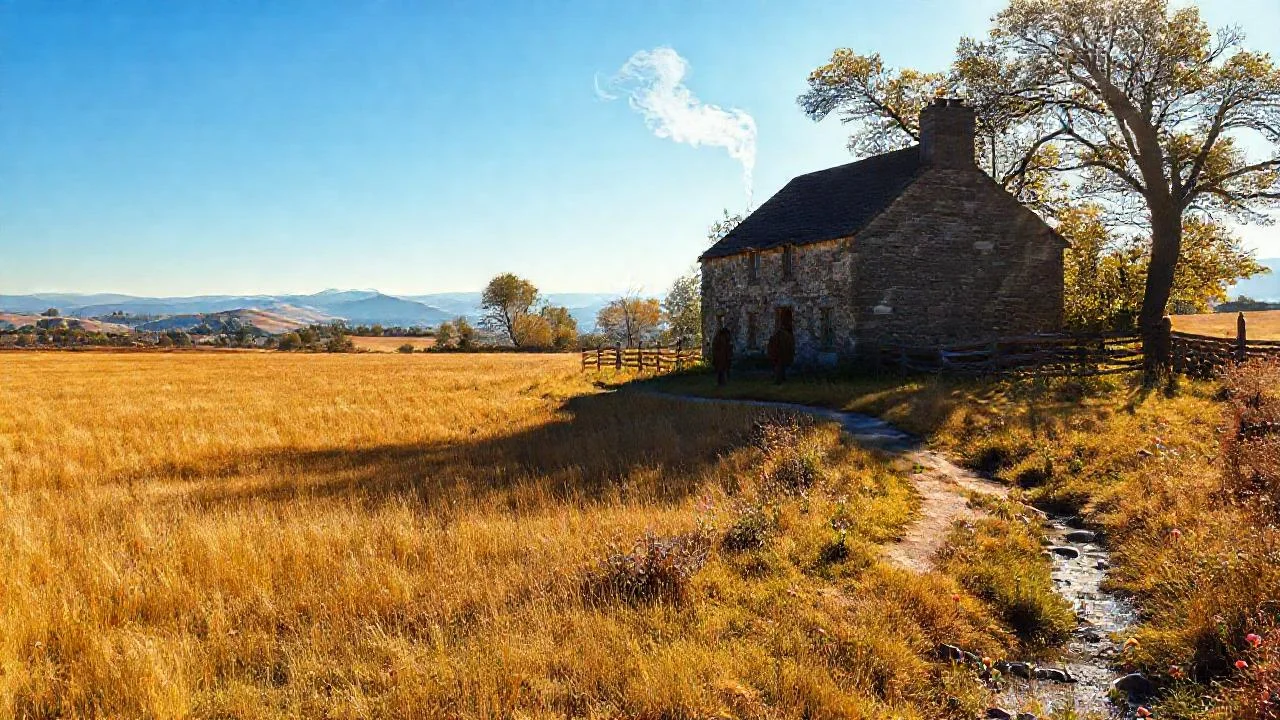 Campo dorado, paz rural tranquila