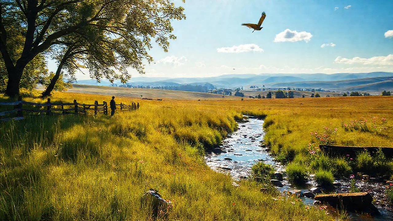 Campo sereno, luz y quietud