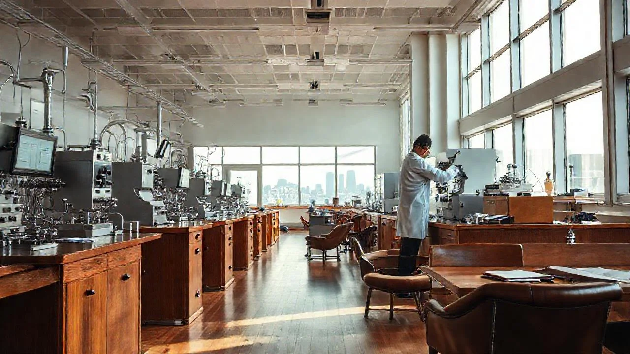 Laboratorio científico, ordenado y luminoso