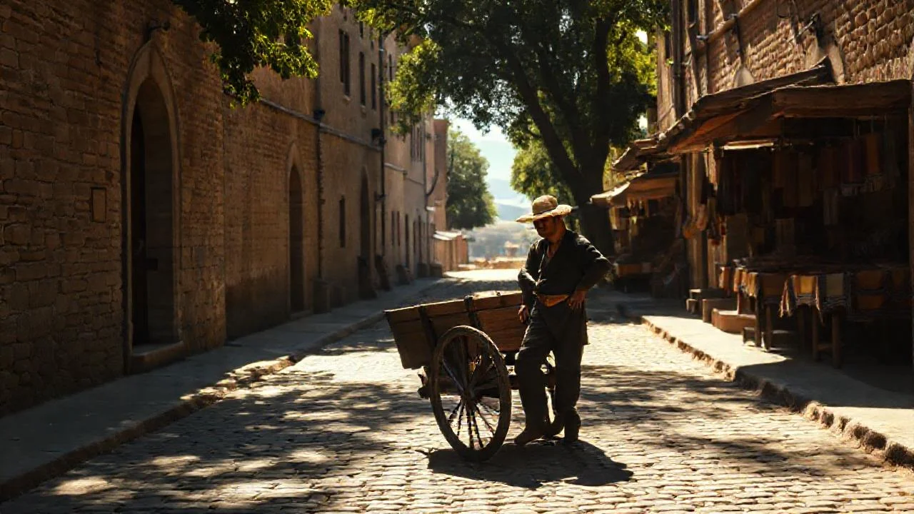 Un callejón rural, antiguo y silencioso